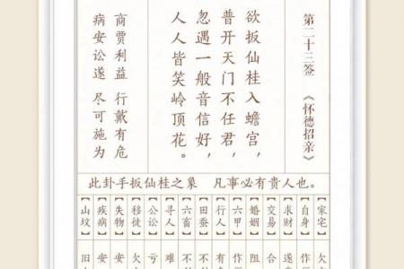 月老灵签姻缘签第二十三签